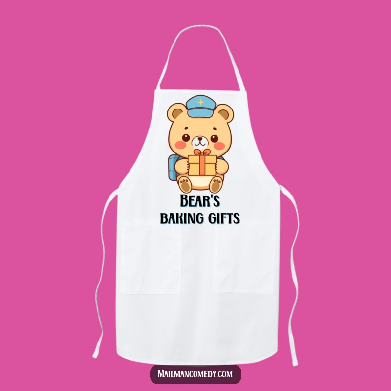 Funny Bear Mail Carrier Apron - Kitchen Gift Delivery Fun Gift