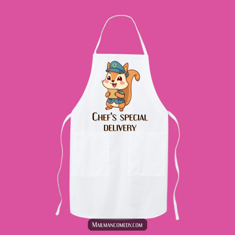 Funny Squirrel Chef Apron: Humorous Kitchen Gift for Delivery Lovers