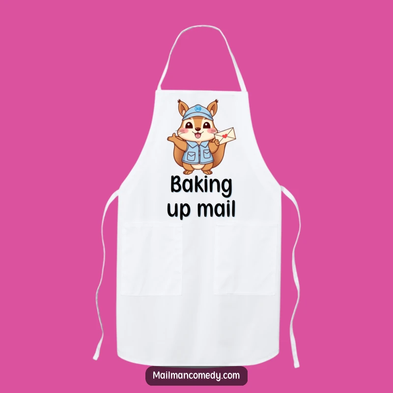 Funny Squirrel Mail Carrier Apron: Cheerful Delivery, Kitchen Funny Gift!