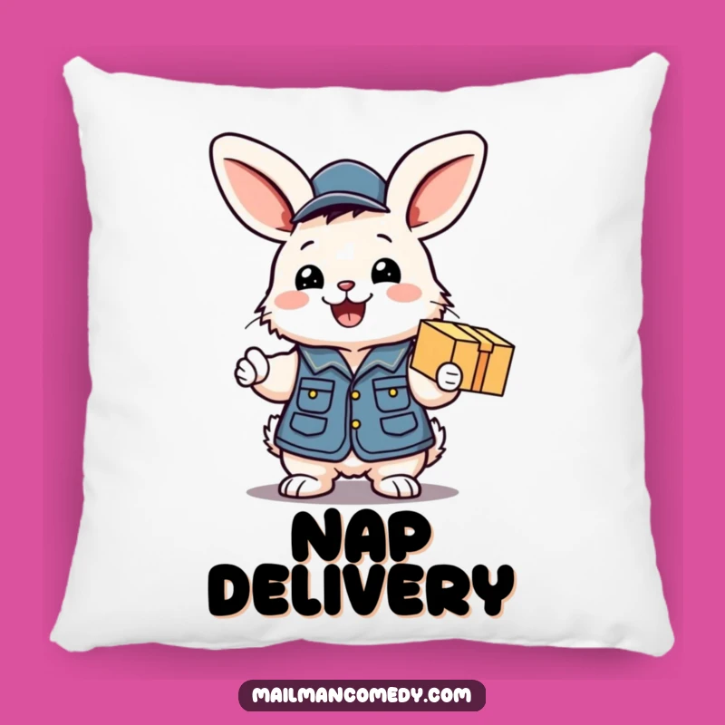 Funny Bunny Mail Carrier Pillow - Cozy Excited Bunny Accent, Perfect Funny Gift!