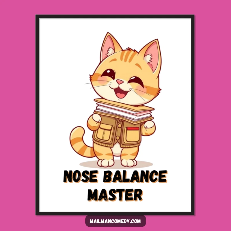 Funny Cat Mail Carrier Digital Art: Instant Feline Charm for Walls