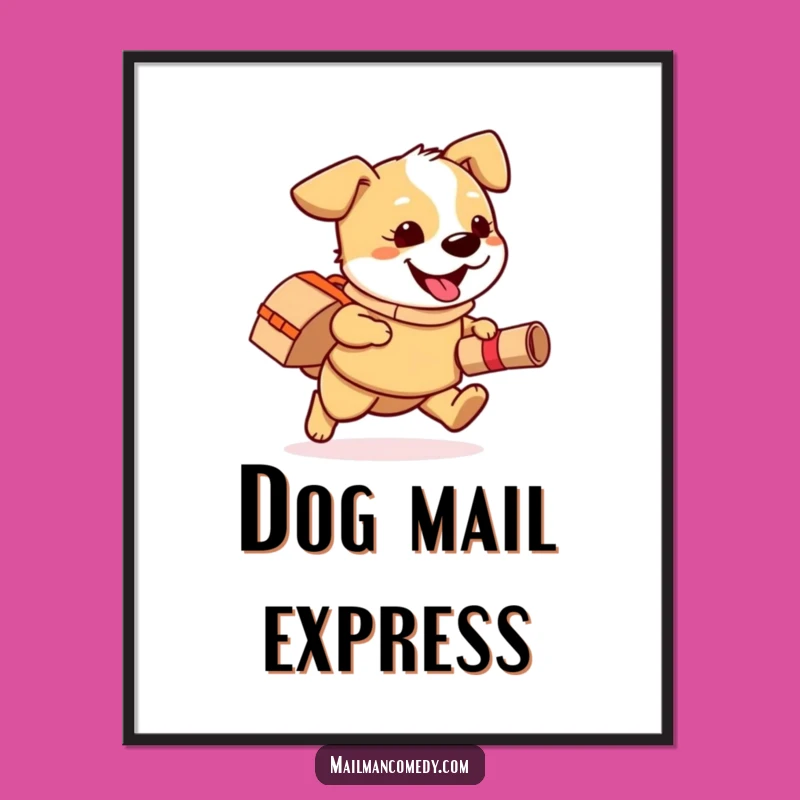 Funny Dog Mail Carrier Digital Art: Instant Joy for Your Walls