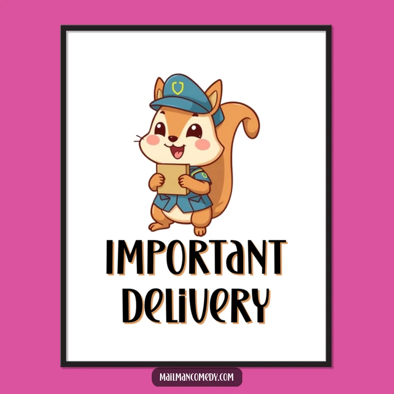 Funny Squirrel Uniform Digital Art: Humorous Printable Gift for Walls