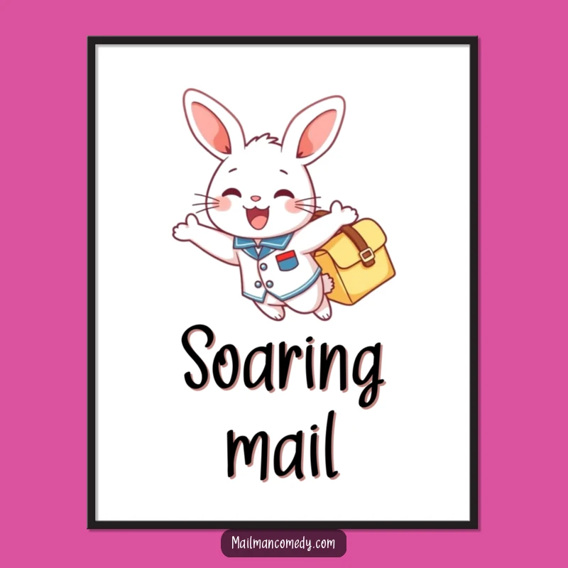 Funny Mail Bunny Wall Art: Cheerful Flyer, Hilarious Digital Print!