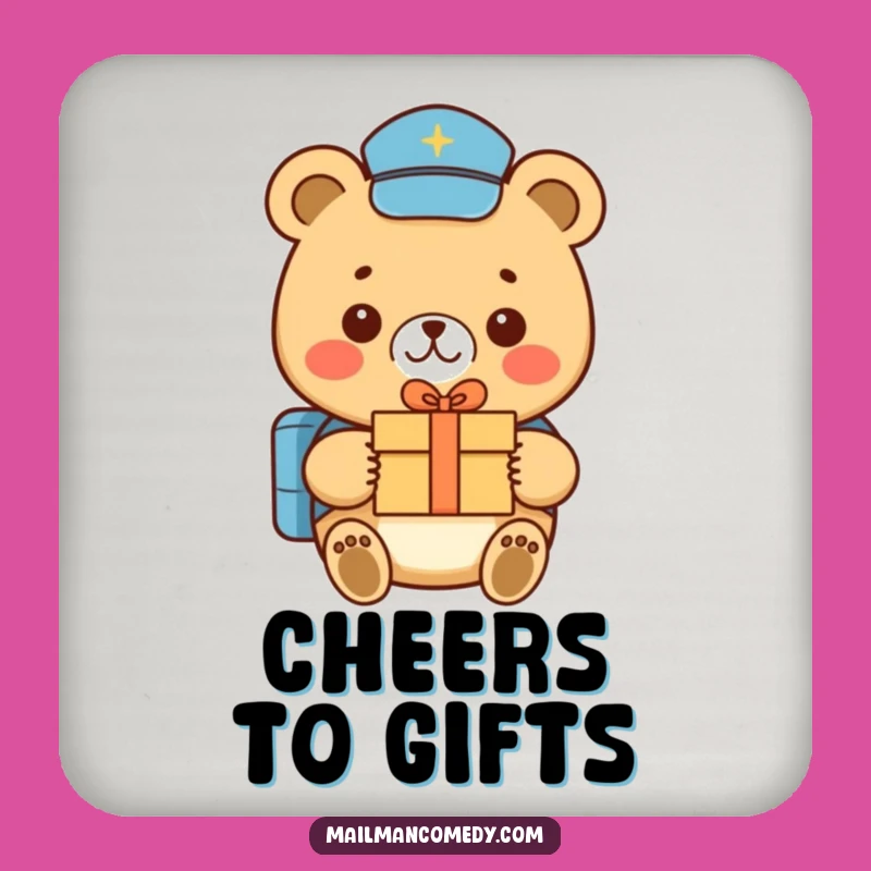 Funny Bear Mail Carrier Coaster - Protect Surfaces with Gift Humor Gift