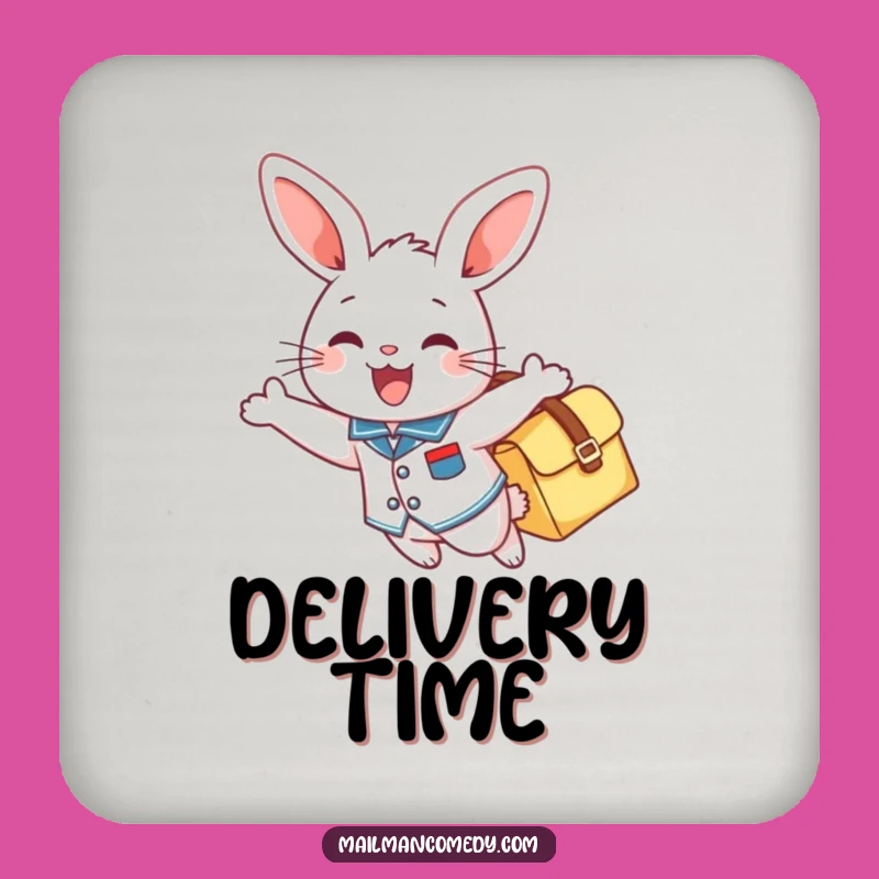 Funny Mail Bunny Coaster: Cheerful Flyer, Hilarious Protection!