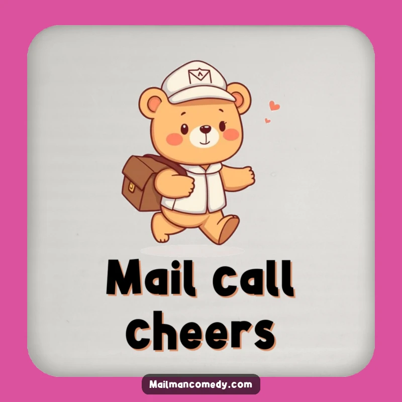 Funny Bear Mail Carrier Coaster - Cheerful Surface Protection, Great Funny Gift!