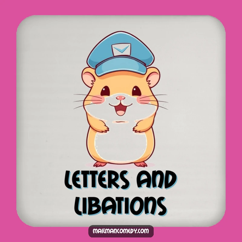 Funny Hamster Mail Carrier Coaster Set: Protect Surfaces with Adorable Humor, Perfect Gift!
