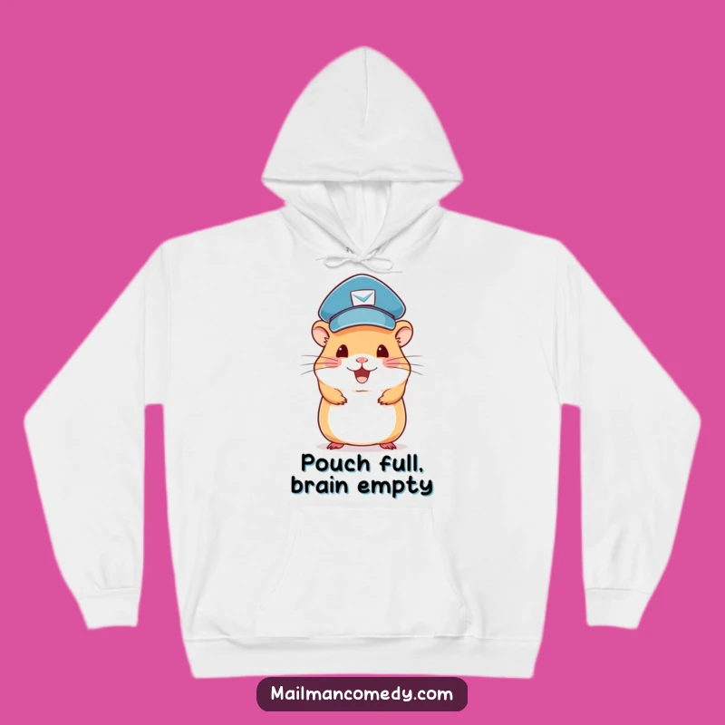 Cozy Funny Hamster Mail Carrier Hoodie: Warm & Whimsical Delivery of Laughter, Great Gift!