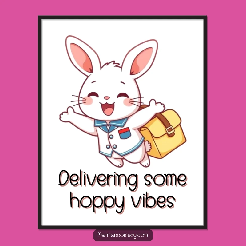 Free Printable Wall Art: Flying Mail Bunny Art, Funny Downloadable Decor