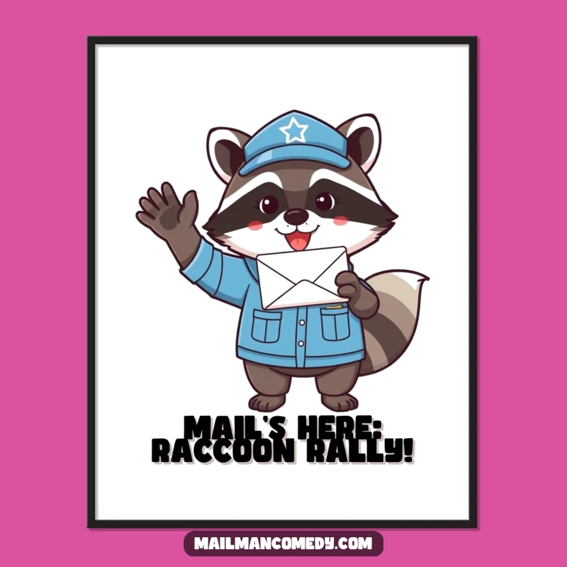 Free Printable Raccoon Mail Carrier Wall Art - Funny Downloadable Decor for Playful Spaces