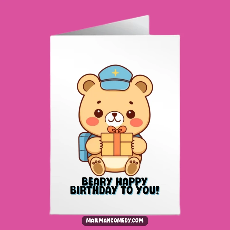 Free Printable Bear Mail Carrier Birthday Card - Funny Downloadable Gift for a Sweet Celebration