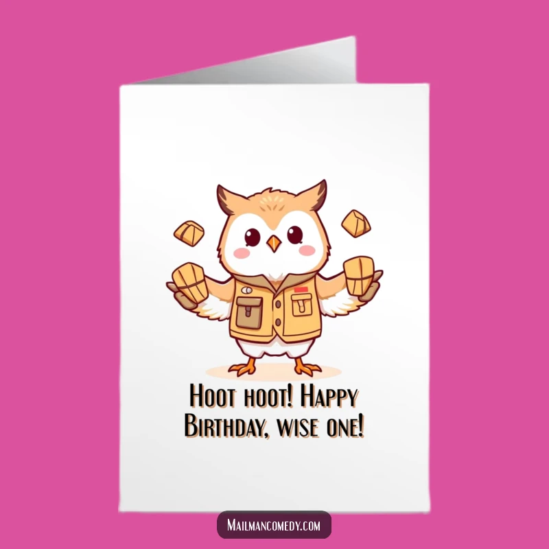 Free Printable Owl Mail Carrier Birthday Card - Funny Downloadable Gift for Animal Lovers