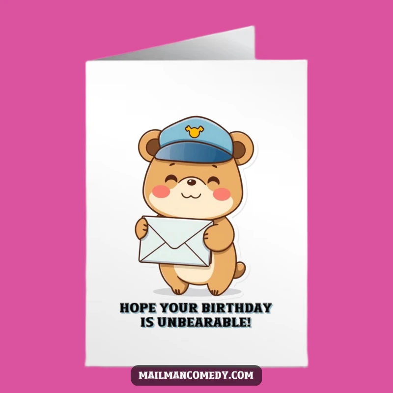 Free Printable Birthday Card: Smiling Post Bear, Funny Downloadable Gift