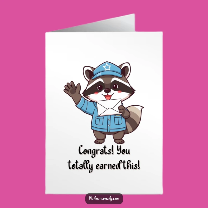 Free Printable Raccoon Mail Carrier Congratulations Card - Funny Downloadable for New Achievements