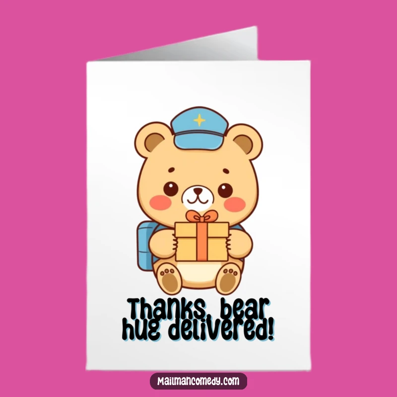 Free Printable Bear Mail Carrier Thank You Card - Funny Downloadable Gift of Gratitude