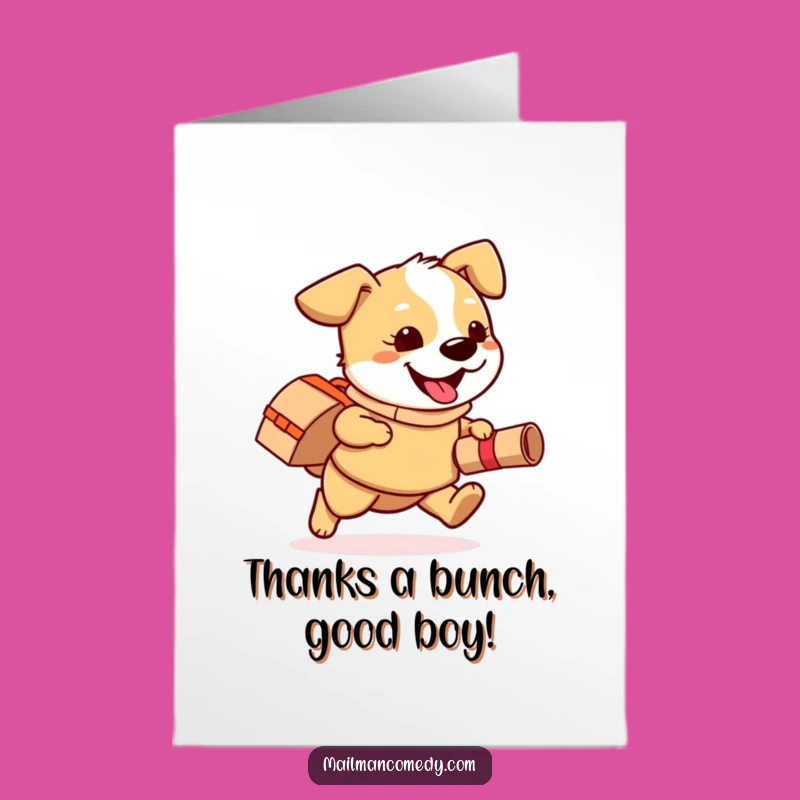 Free Printable Dog Mail Carrier Thank You Card: Happy Package Running Fun Downloadable Gift