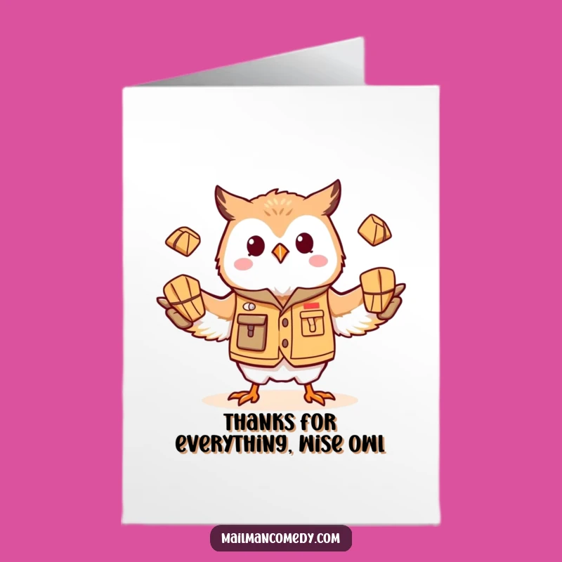 Free Printable Owl Mail Carrier Thank You Card - Funny Downloadable Gift of Appreciation