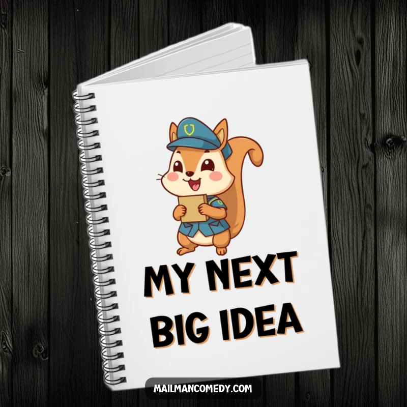 Funny squirrel in uniform, delivering a parcel, perfect for a funny notebook gift.