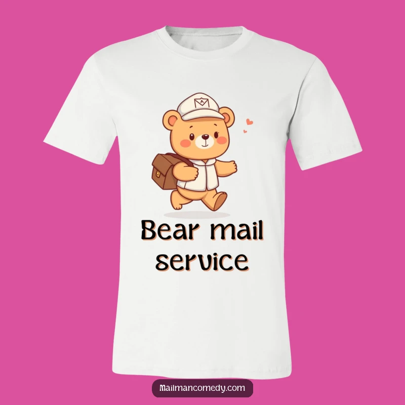 Funny Bear Mail Carrier T-Shirt - Cheerful Skipping Bear Tee, Ideal Funny Gift!