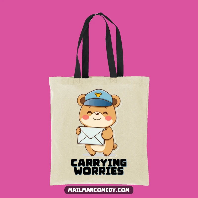 Funny Postal Bear Tote Bag: Stacked Envelopes, Hilarious Carry-all!