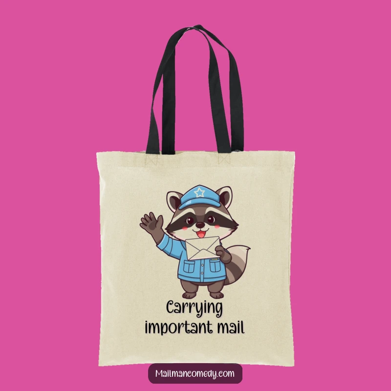 Funny Raccoon Mail Carrier Tote Bag - Playful Letter Carrying Gift